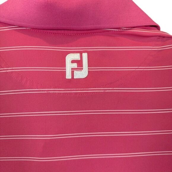 FootJoy Golf Polo Pink with White Stripes Performance Size Large - Picture 4 of 12